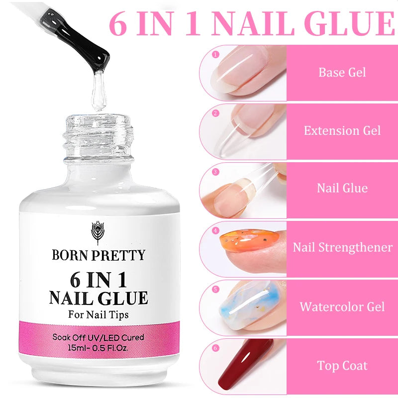 Gel Ongles 6-en-1 – Base, Extension & Renforcement – 15 ml