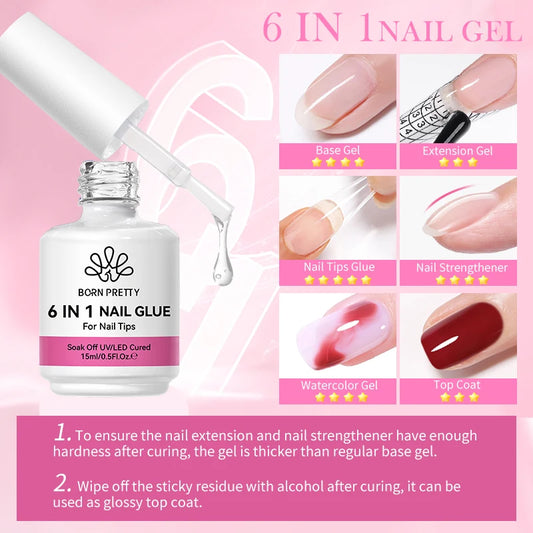Gel Ongles 6-en-1 – Base, Extension & Renforcement – 15 ml