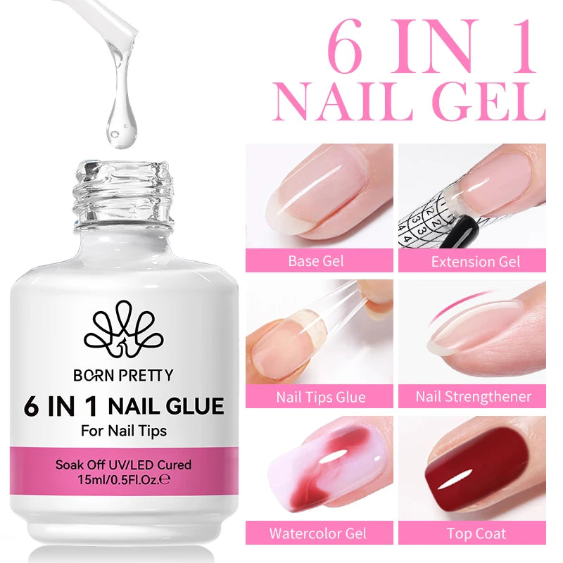Gel Ongles 6-en-1 – Base, Extension & Renforcement – 15 ml